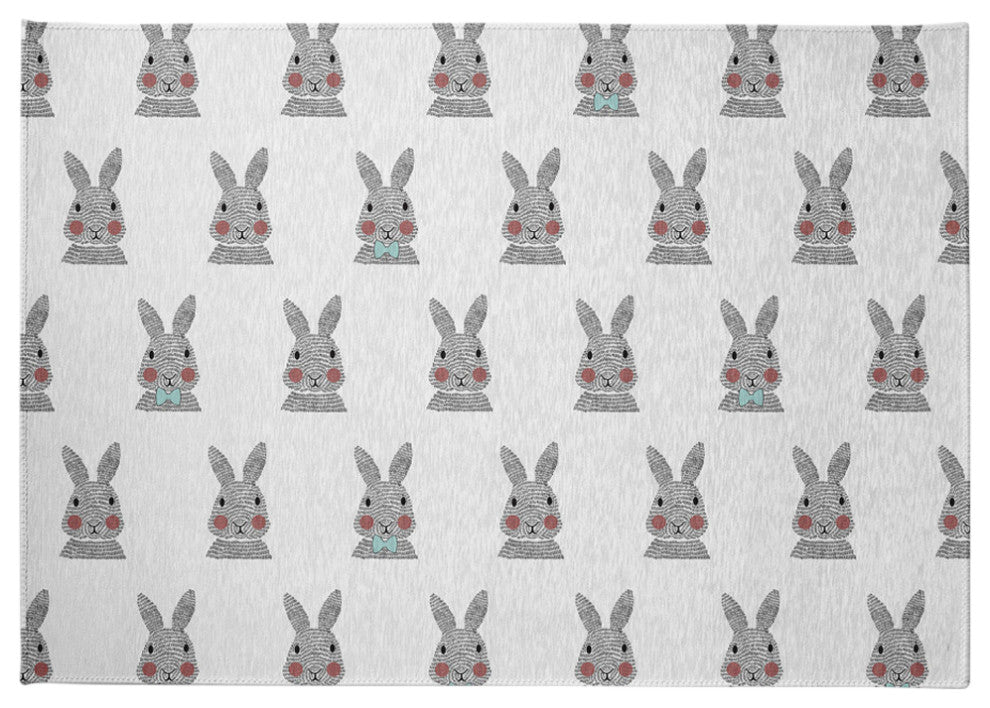 Bunny Fluffle Easter Chenille Rug, Wave Top Blue, 5'x7'