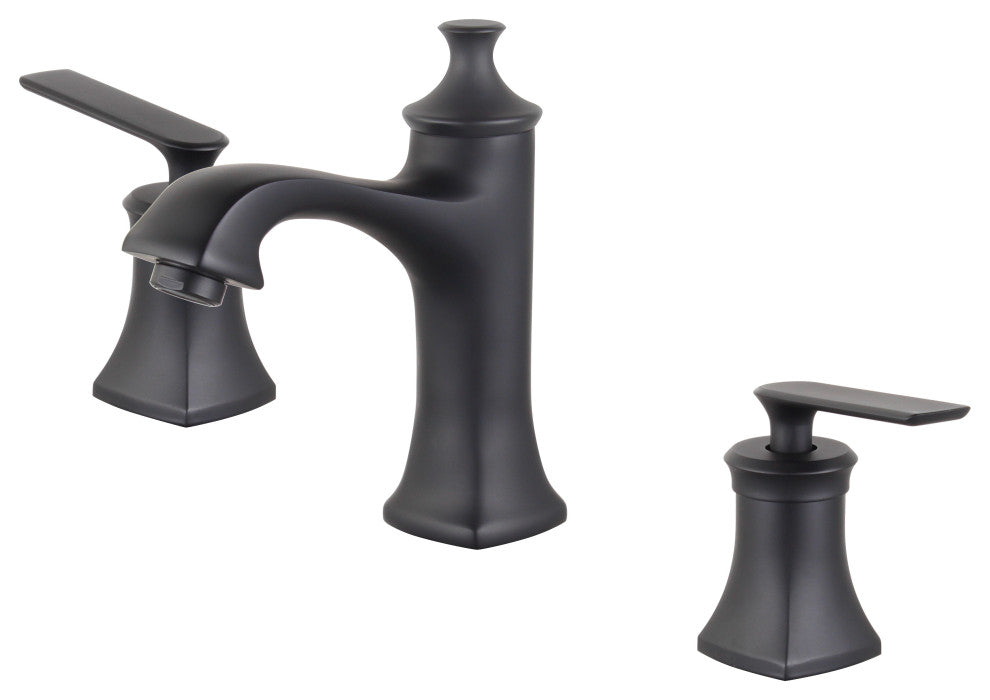 Aversa Double Handle Matte Black Widespread Bathroom Faucet With Drain Assembly