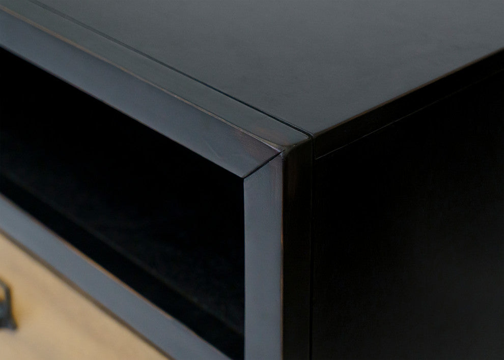 Mid-Century 70" TV Console, Entertainment Stand, Fully Assembled, Black