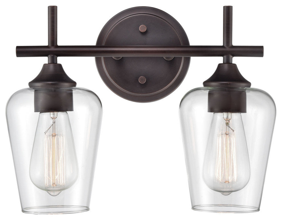 Ashford Collection 2-LIght 13.75" Rubbed Bronze Bathroom Vanity Light