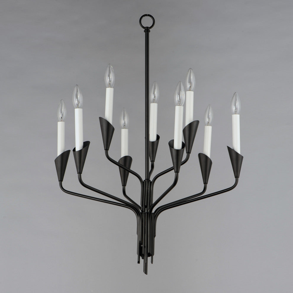 Maxim 24349 Calyx 9 Light 25"W Taper Candle Pendant - Black