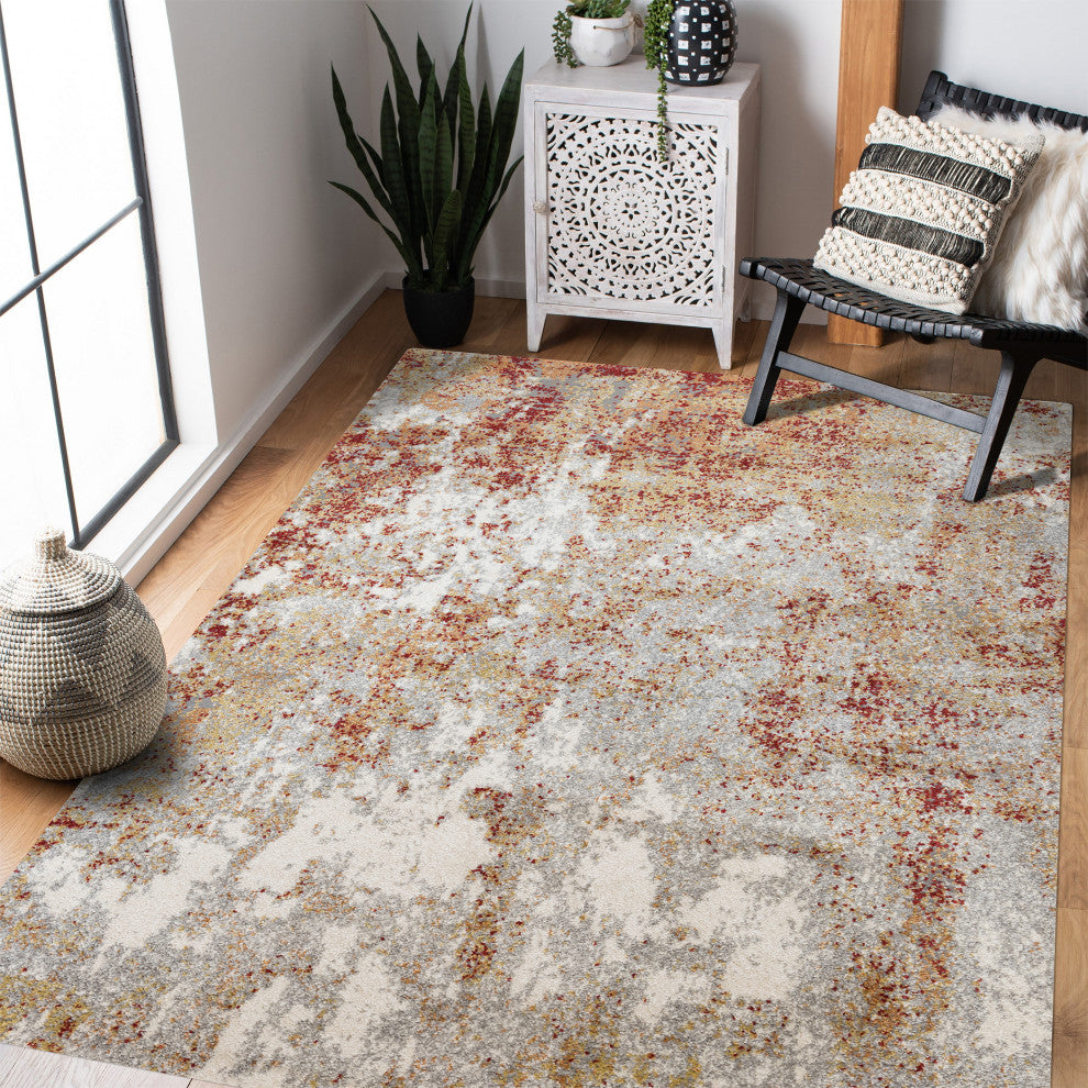 Yasmin Acy Area Rug, Red, 7'10" x 10'6", Abstract