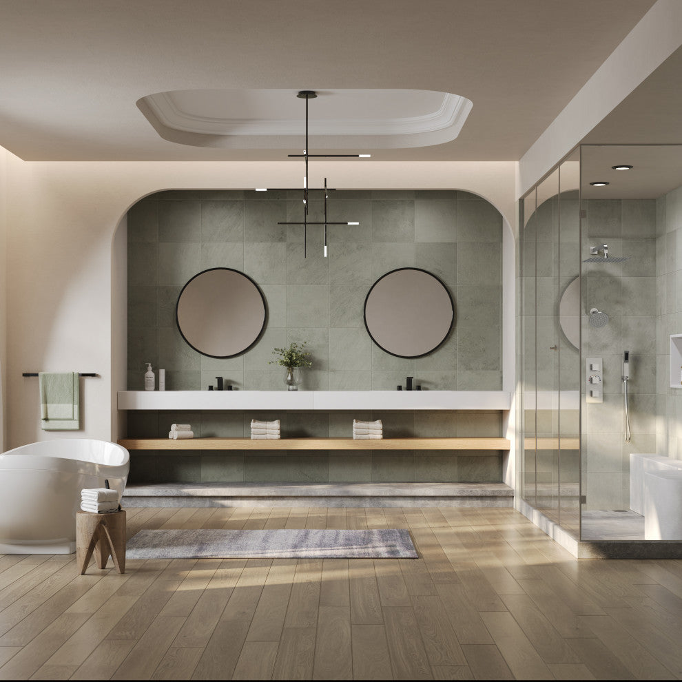 Full-Body Shower System with Thermostatic Valve "“ Dual Showerheads & Handheld, Brushed Nickel