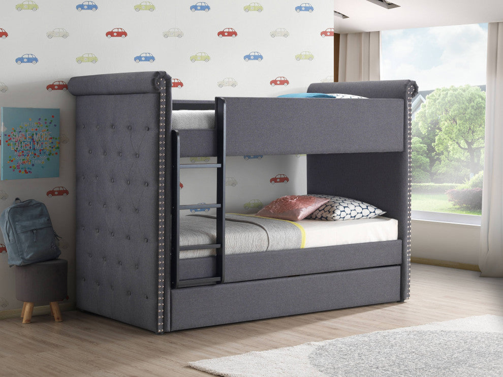 ACME Romana II Bed, Gray Fabric