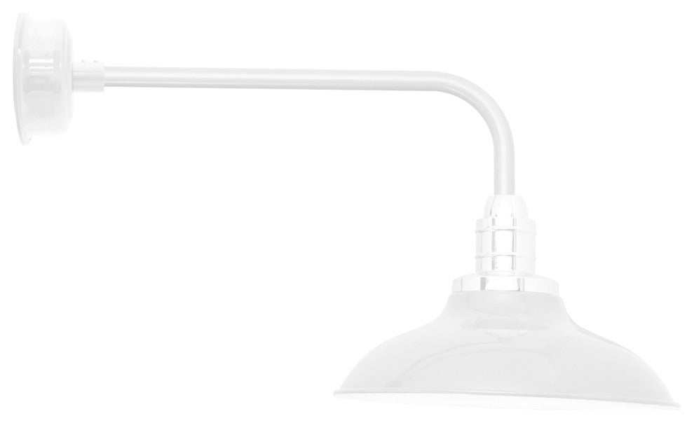 12" Peony LED Barn Light With Traditional Arm, White