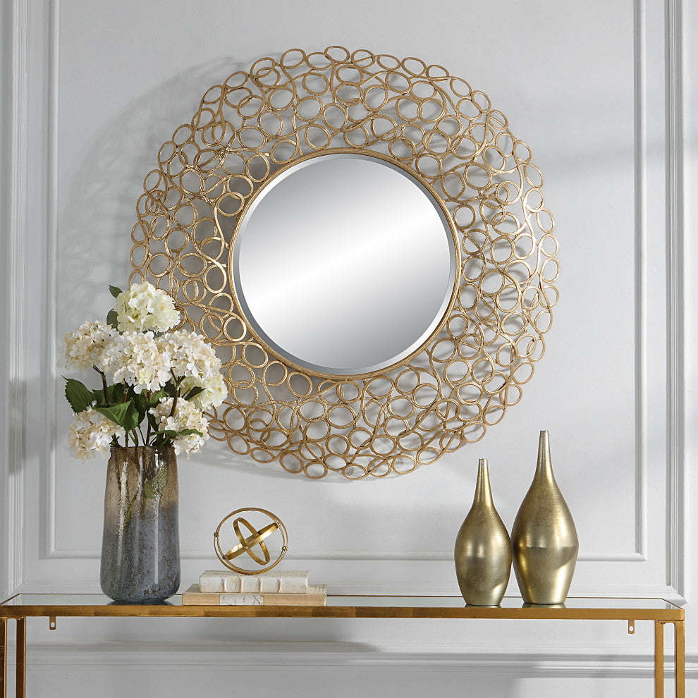 Uttermost 09850 Swirl Round Gold Mirror