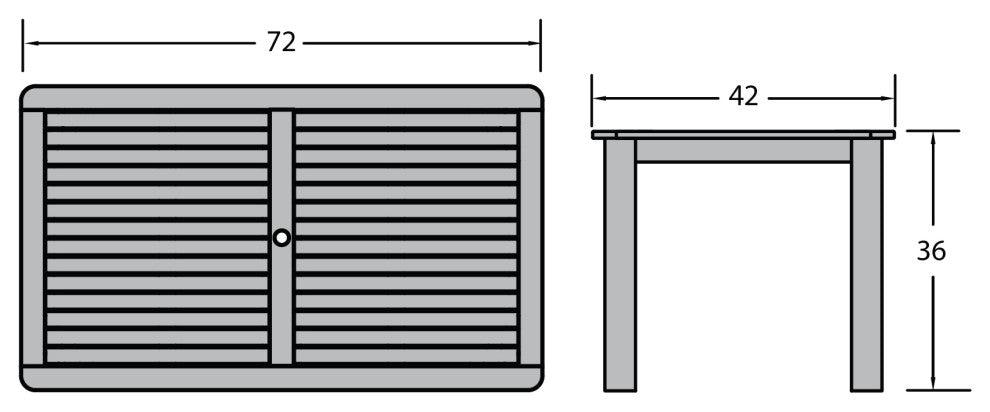 Rectangular 42x72 Table, Weathered Acorn, Whitewash