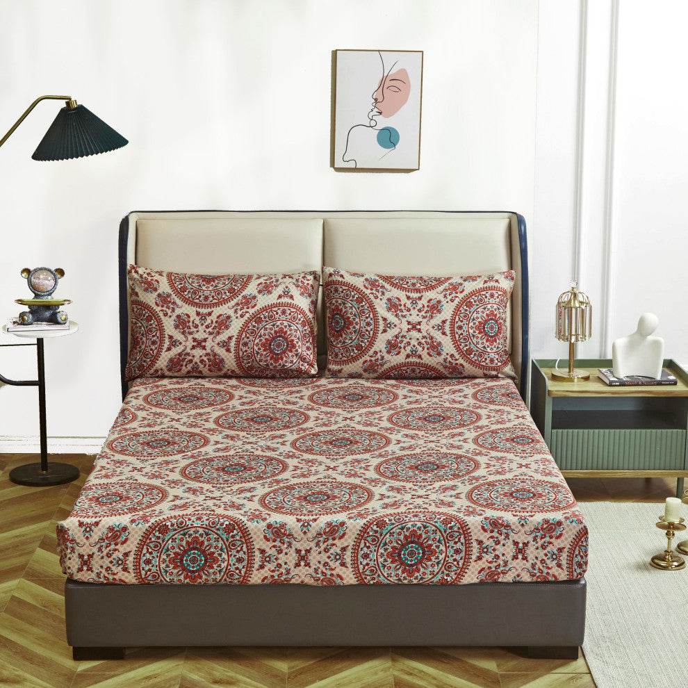 Tache Bohemian Chic Mandala Paisley Fitted Sheet, Full