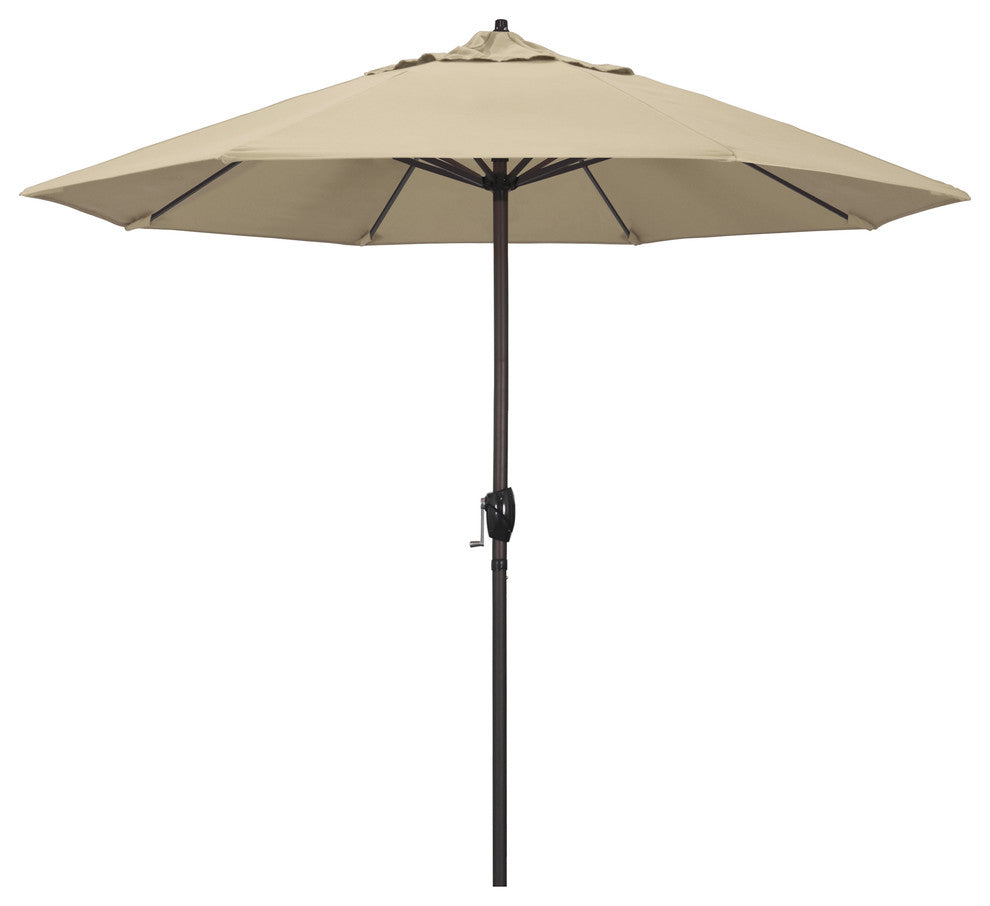 9' Bronze Auto-tilt Crank Lift Aluminum Umbrella, Pacifica, Beige