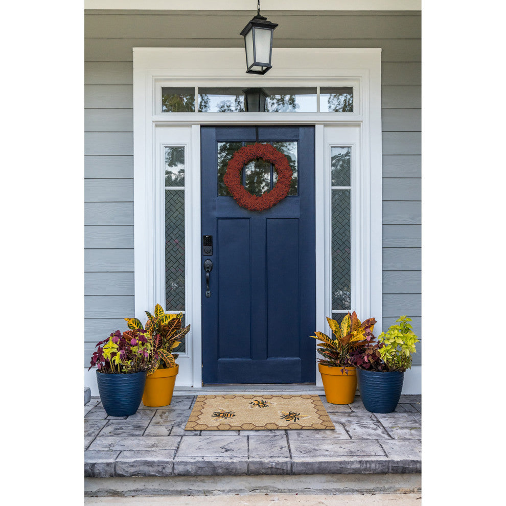 Frontporch Honeycomb Bee Indoor/Outdoor Rug Natural, Natural, 2'x3'