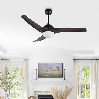 Sully 52" App/Remote 6-Speed LED Ceiling Fan, Dark Brown Wood/White