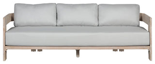 Paradiso Teak Wood Sofa Natural Look - Light Grey Fabric