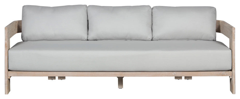 Paradiso Teak Wood Sofa Natural Look - Light Grey Fabric