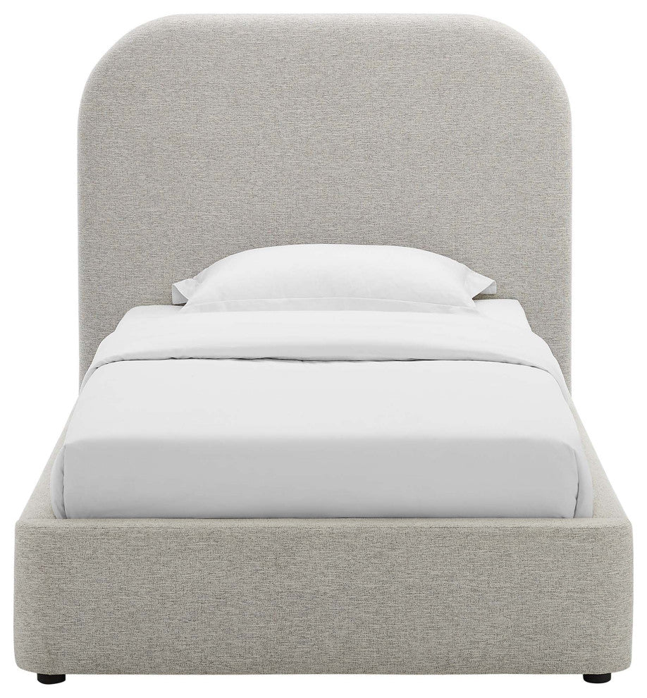 Keynote Upholstered Fabric Curved Twin Platform Bed