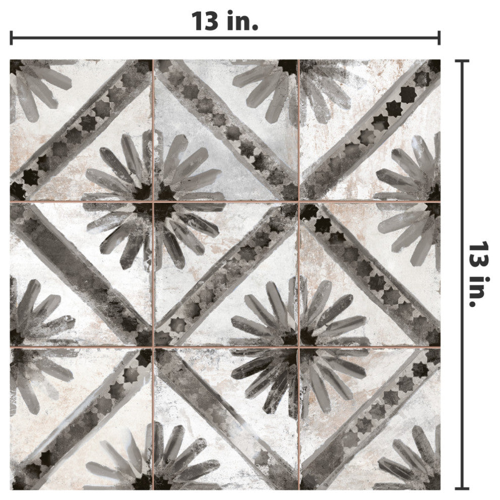Harmonia Kings Marrakech Black Ceramic Floor and Wall Tile Sample