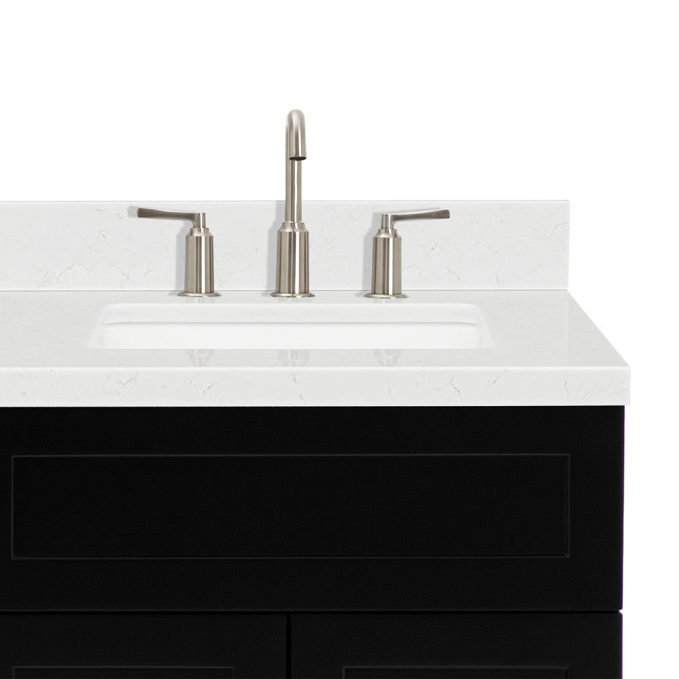 Ariel Hamlet 60" Double Rectangle Sink Bathroom Vanity, Carrara Quartz