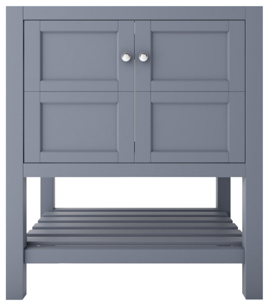 CastelloUSA Alicia 30" Freestanding Vanity, Base Only, Gray, Chrome Handles