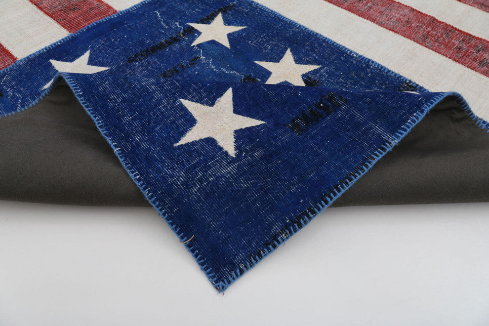 Rug N Carpet - Handmade Oriental 8' 0'' x 9' 10'' Flag Patchwork Rug