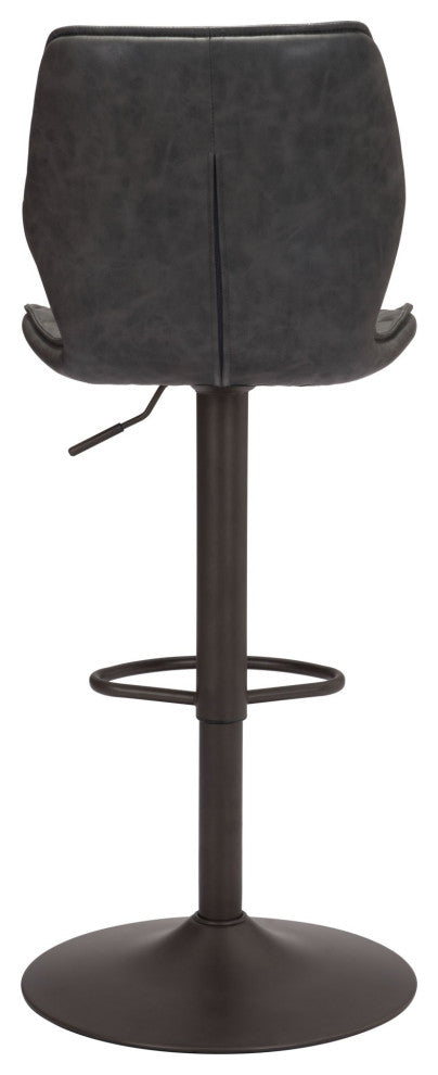 Bar Stool Chair Barstool, Faux Vinyl Leather, Steel, Vintage Gray, Bronze
