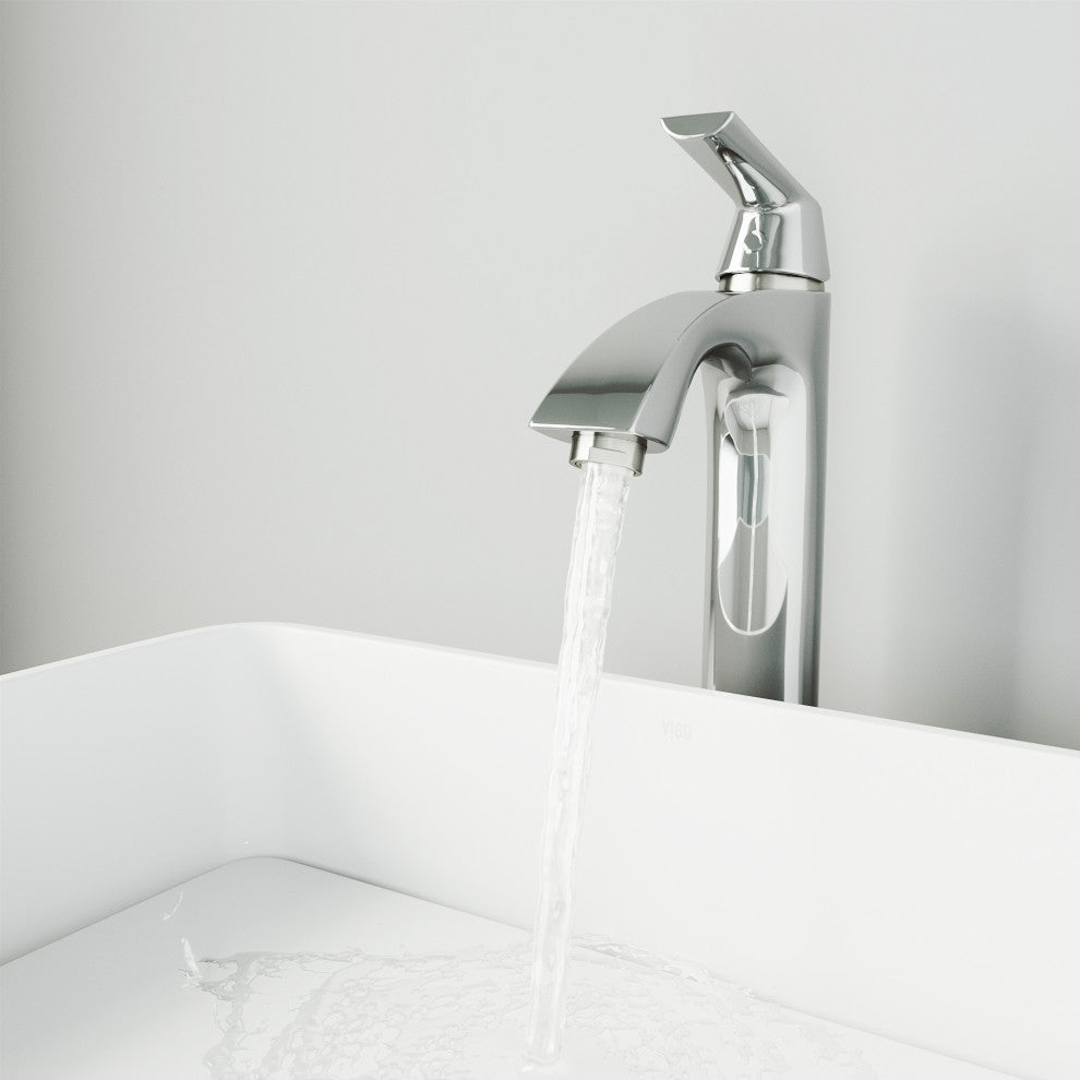 VIGO Linus 12" H Single Handle Single Hole Bathroom Vessel Faucet, Chrome