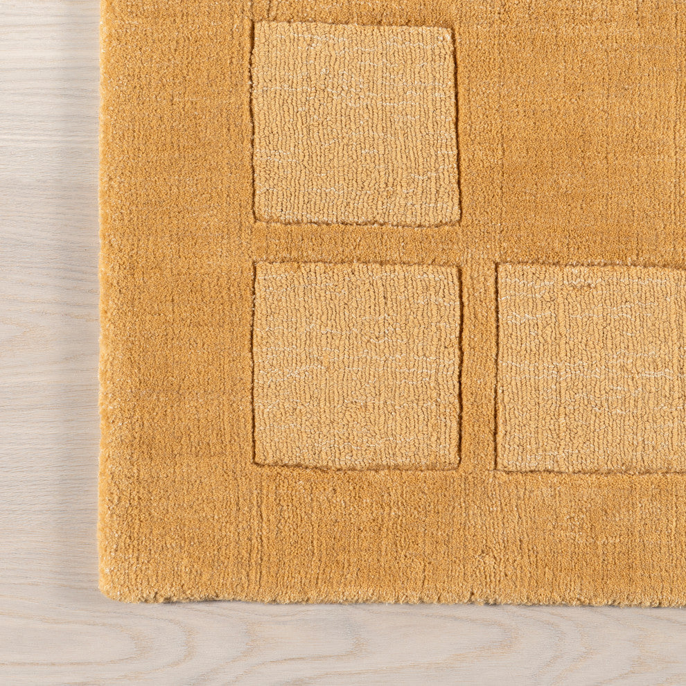 Petra High-Low Wool-Blend Area Rug, Golden Butter 12' x 15'