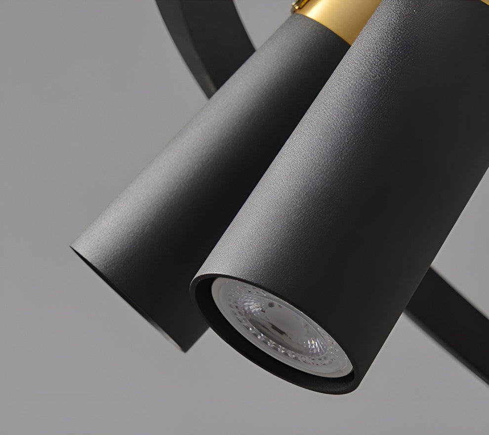 Celerina/Schlarigna | Round Black Metal LED Pendant Light, 3 Heads, Warm Light