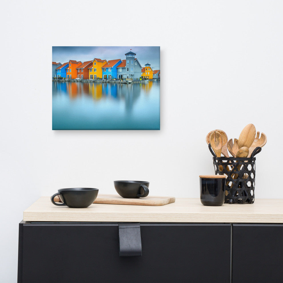 Blue Morning at Waters Edge Groningen Netherlands Canvas Prints, 12" X 16"