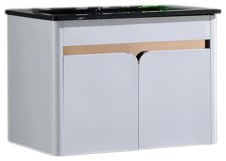 Luxurious Stainless Steel Vanity Base Combo with Glass Sink Insert