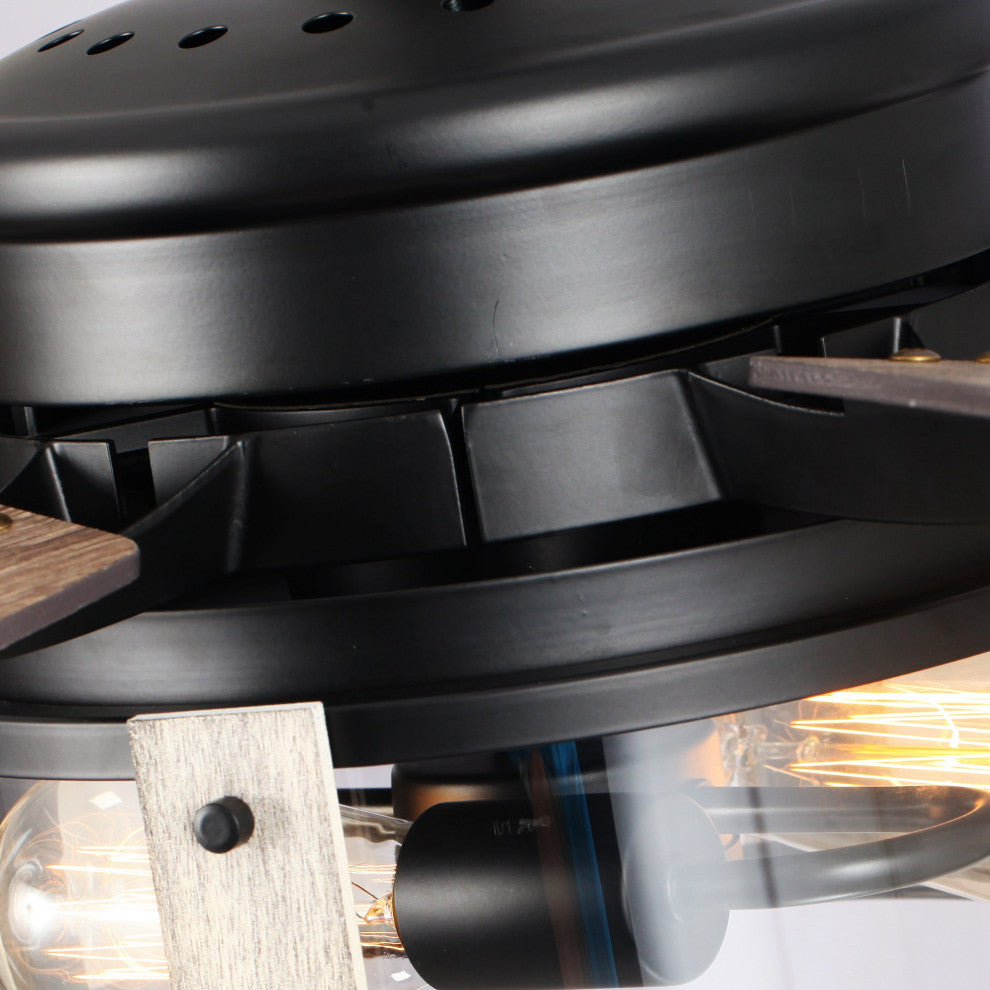 52 in Ceiling fan Matte Black Ceiling Fan with Glass Lampshade