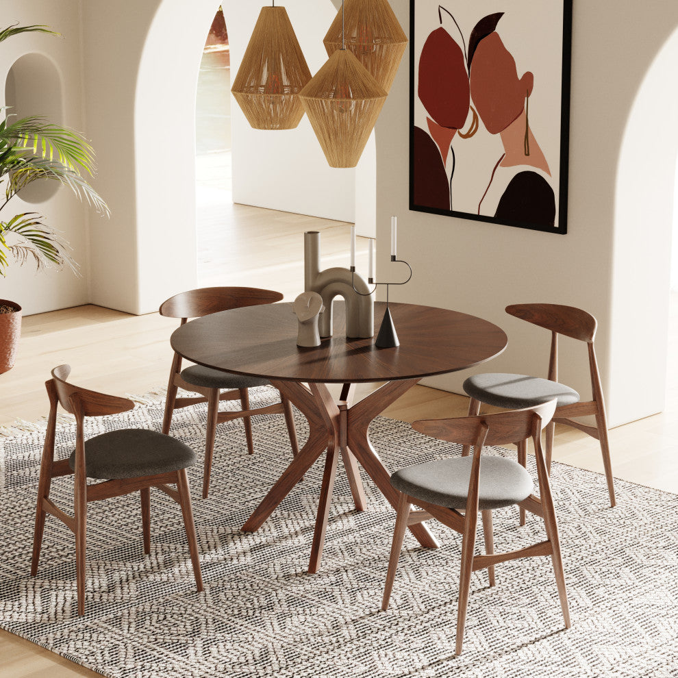 Modrest Prospect Modern Round Walnut Dining Table