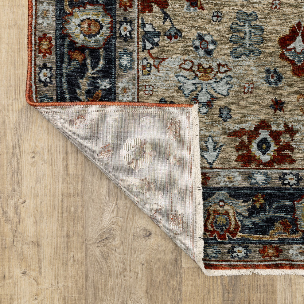 Augustus Vintage Medallion Rust/ Blue Indoor Area Rug, Red, 2'3"x7'6"