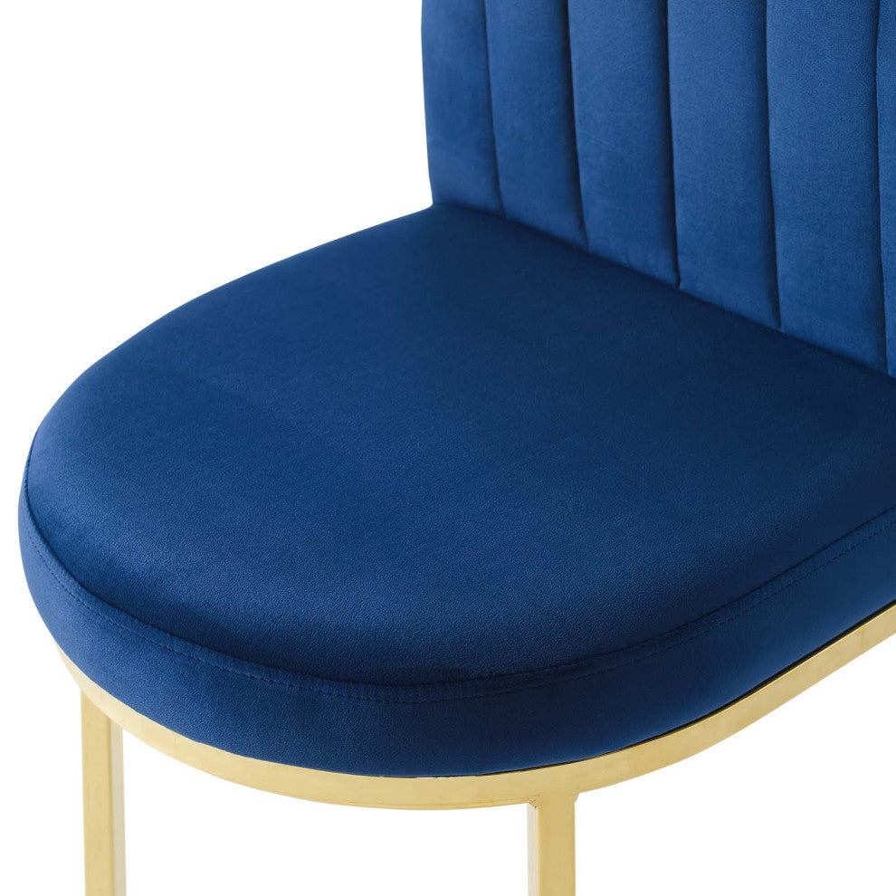 Tufted Side Dining Chair, Velvet, Gold Blue Navy, Modern, Cafe Bistro Restaurant