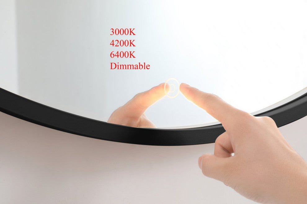 Modern Black Led Mirror, 18"