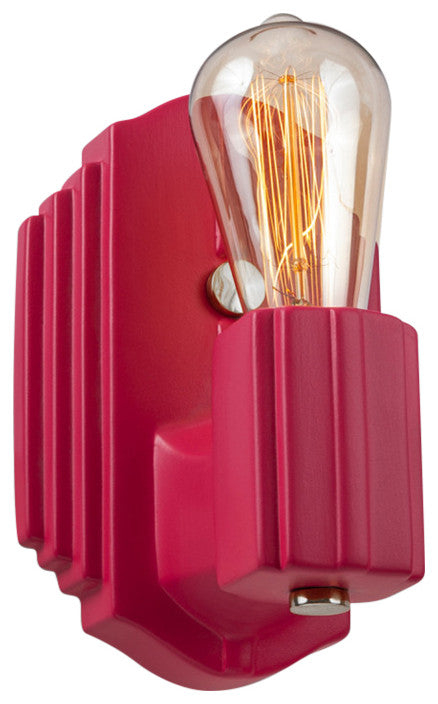 Deco Rectangle Wall Sconce, Cerise, Brushed Nickel