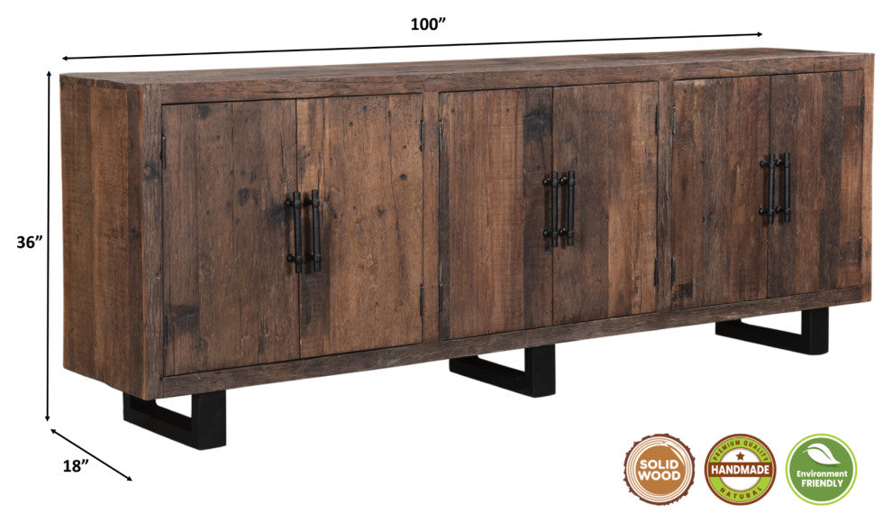 Brenton Dark Walnut Sideboard, 6 Door