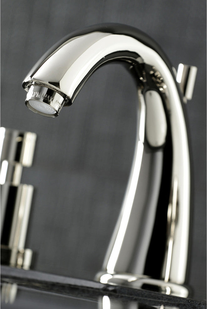 Kingston Brass Widespread Bathroom Faucet With Brass Pop-Up, Polished Nickel