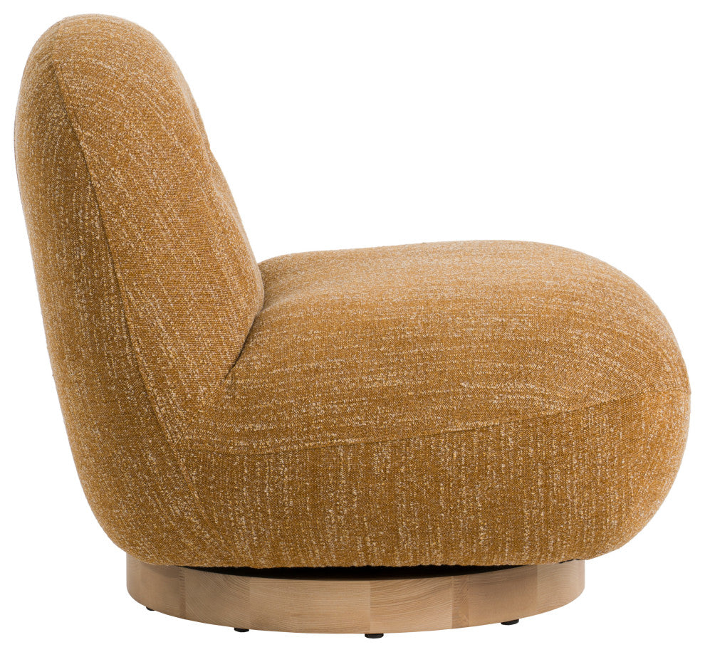 Modrest Renee Modern Mustard Fabric Swivel Accent Chair