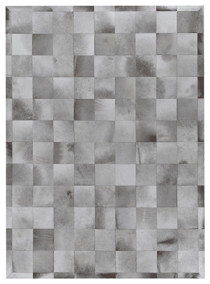Natural Hide Cowhide Silver Area Rug, 5'x8'