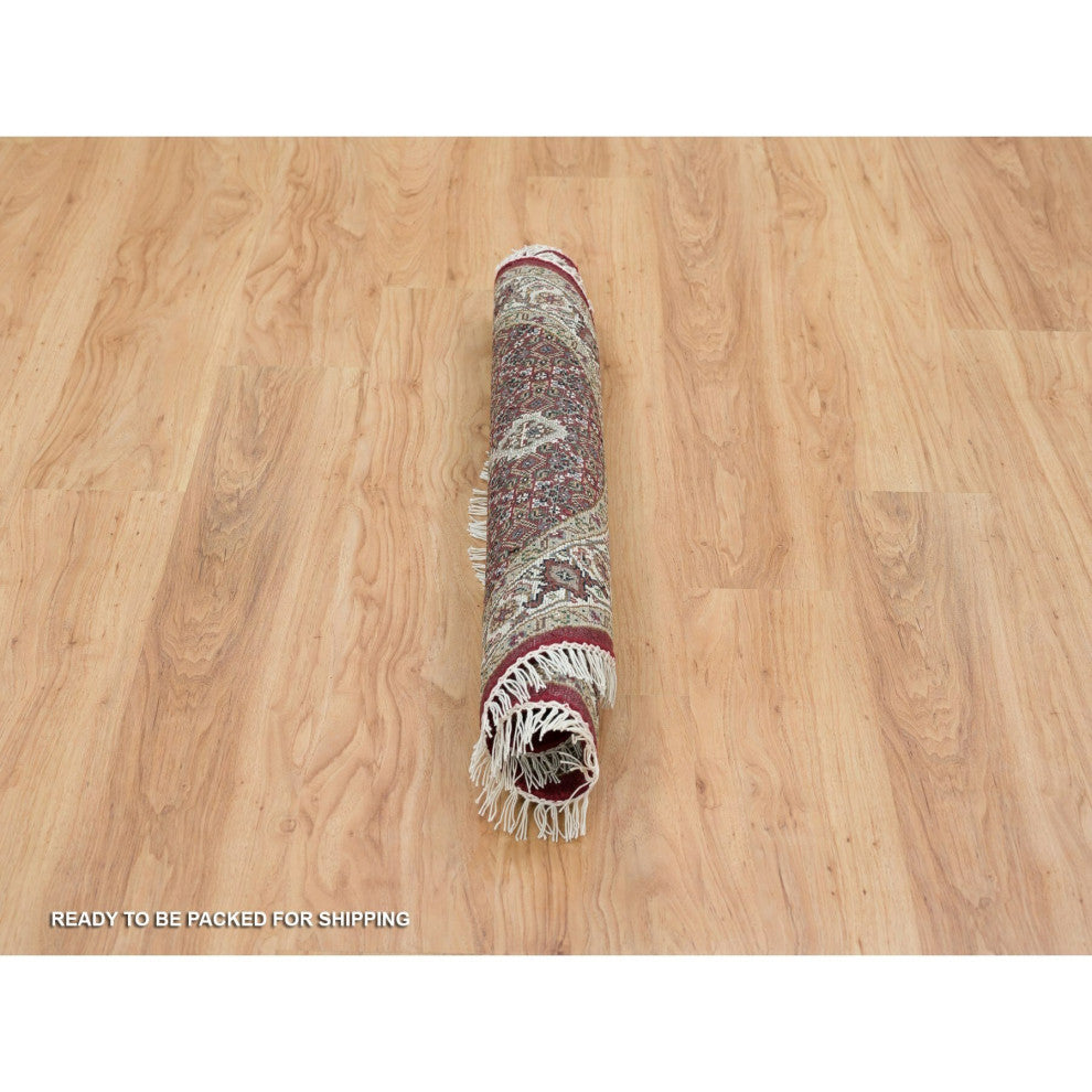 Mahogany Red Tebraz Mahi Design 175 KPSI Wool Hand Knotted Round Rug 3'4"x3'4"