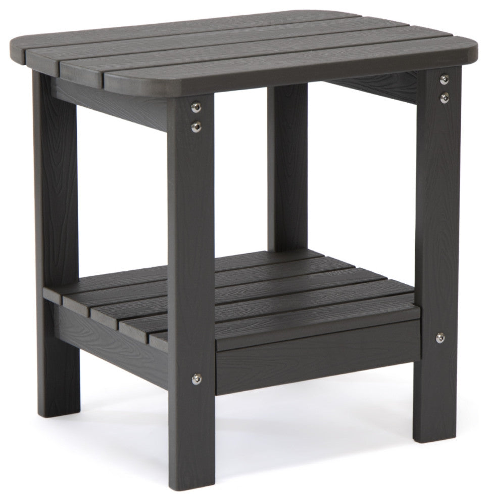 Inspired Home Daylan Outdoor Table, Weather Resistant, Charcoal Gray