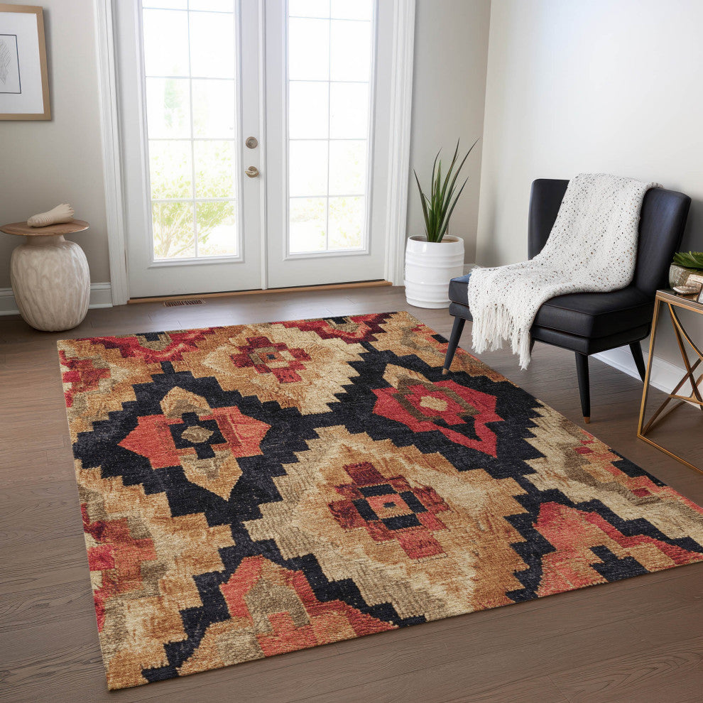 Machine Washable Indoor/Outdoor Chantille ACN1894 Rust 3' x 5' Rug