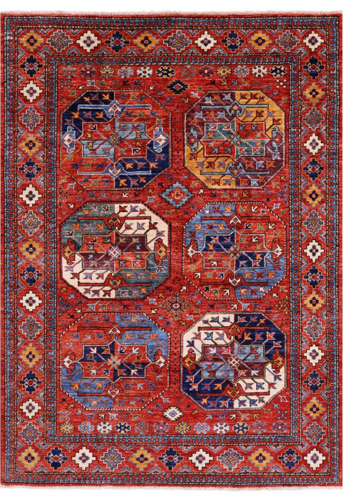 4' 11" X 6' 9" Hand-Knotted Bokhara Wool Rug - Q12682