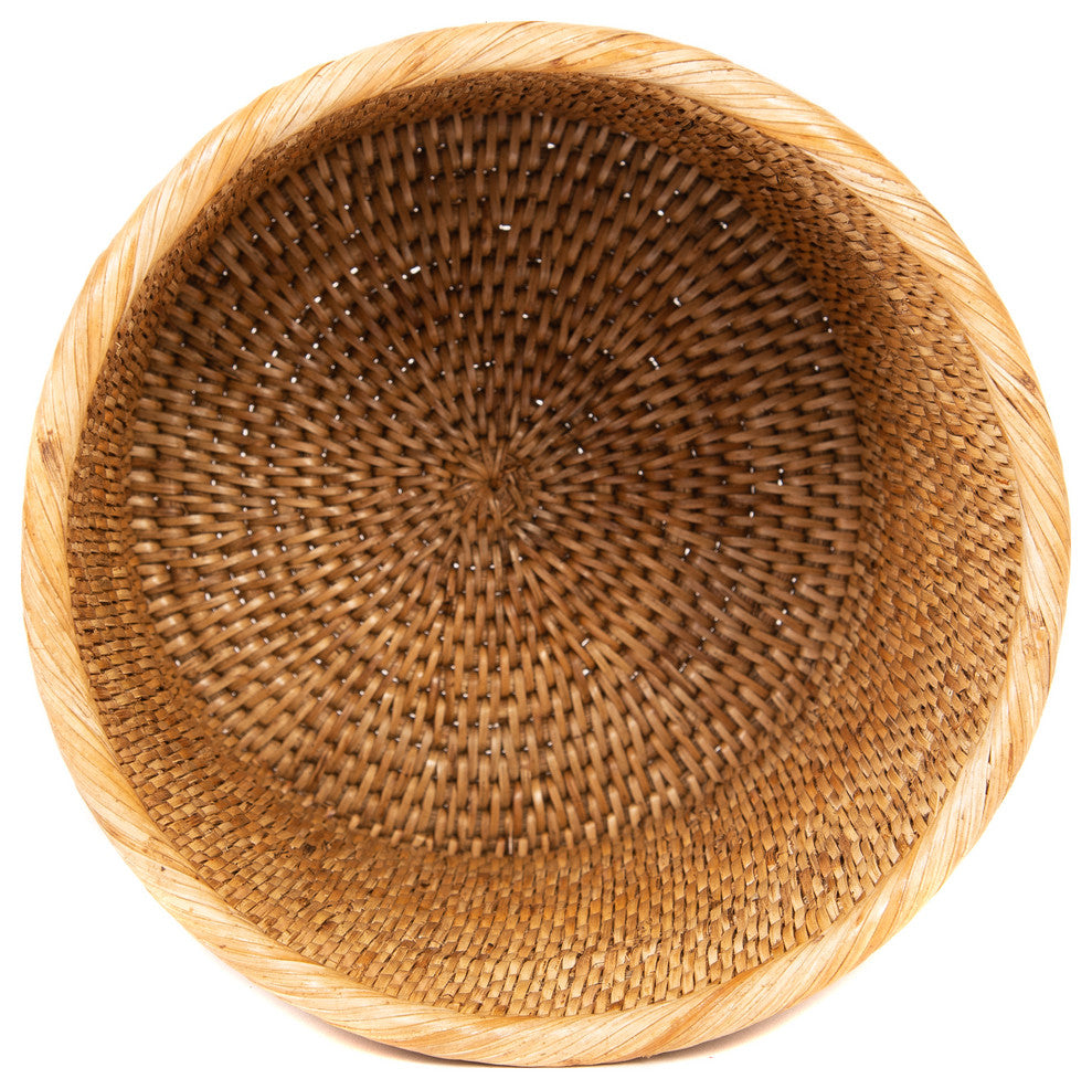 Artifacts Rattan™ Petit Round Waste Basket, Honey Brown