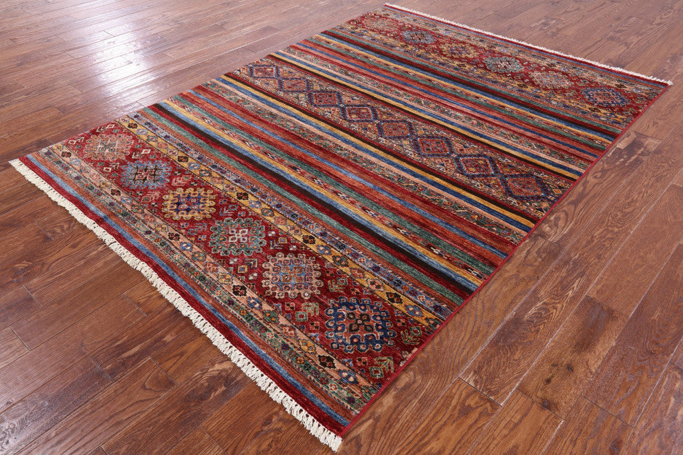 Handmade Khorjin Super Kazak Wool Rug 5' 7" X 7' 9" Q10451