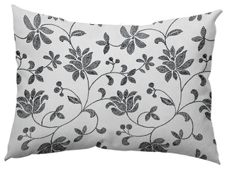 Traditional Floral Polyester Indoor Pillow, Black, 14"x20"