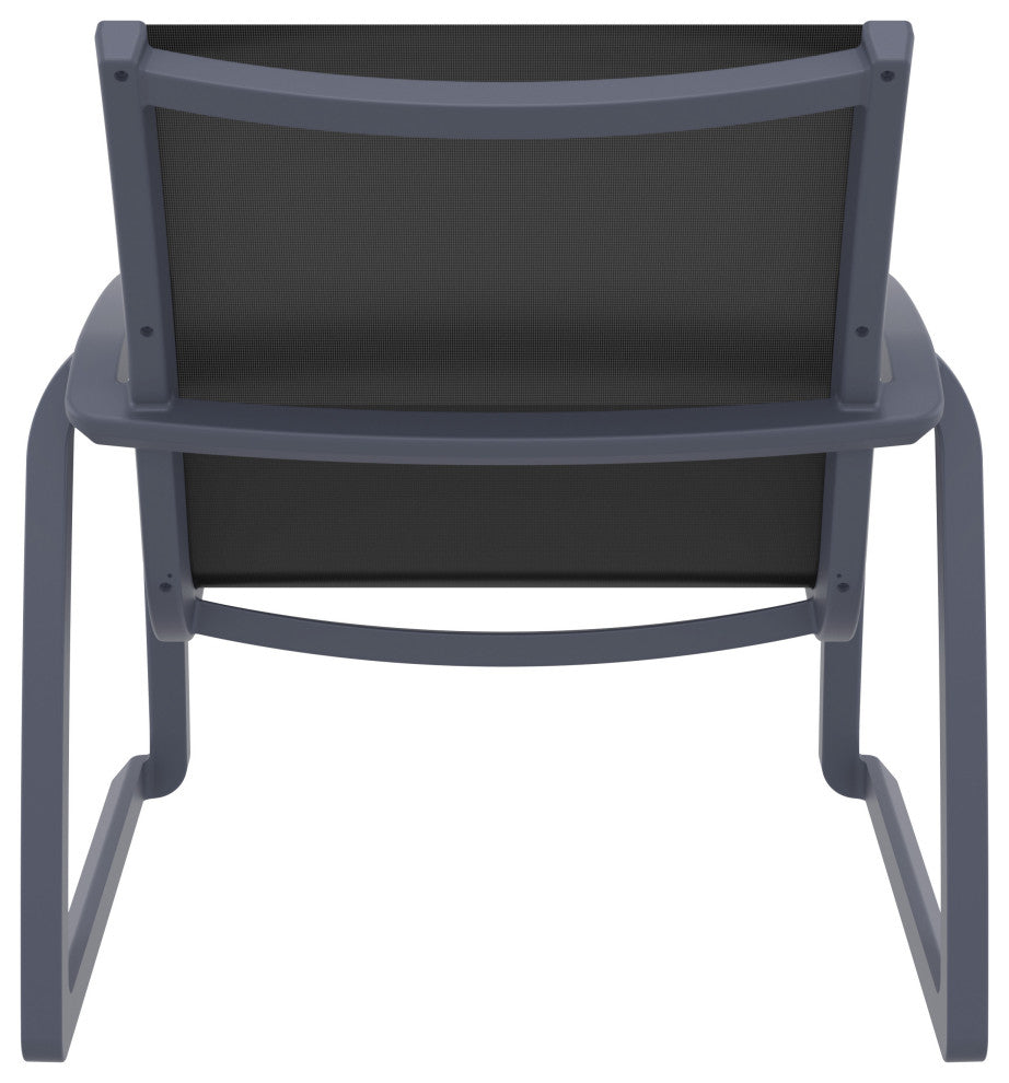 Pacific Club Arm Chair Frame Black Sling Set of 2, Dark Gray-Black