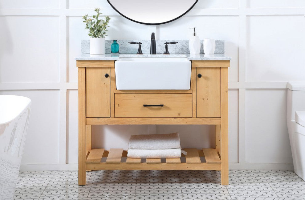 Home Living 22" Farmhouse Natural Wood-Light Bathroom Vanity