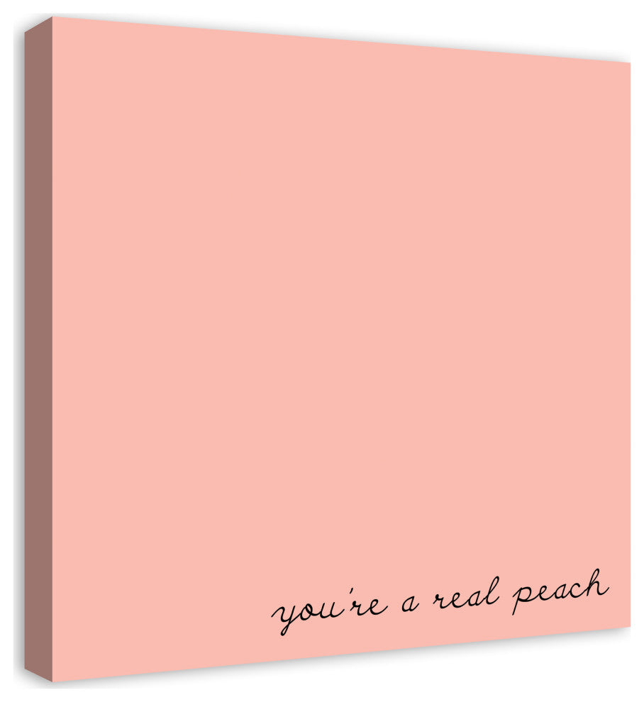 Youre A Peach Script Black Plain Canvas 24x24 Canvas Wall Art