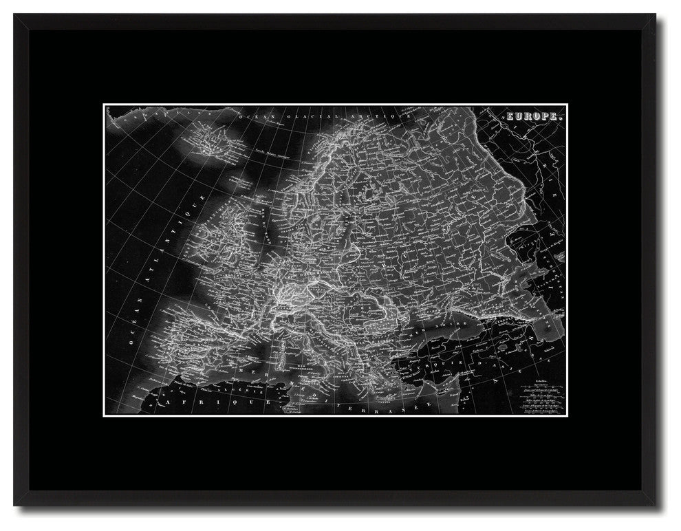 Europe Vintage Monochrome Map Canvas, 16"x21"