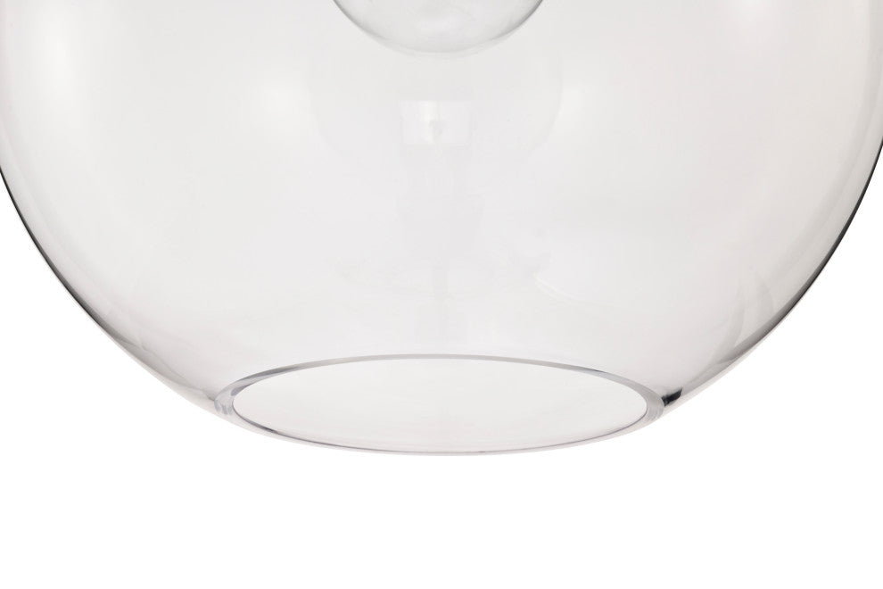 1-Light 14 in. Matte Black Pendant Light With Globe-shaped Clear Glass Shade